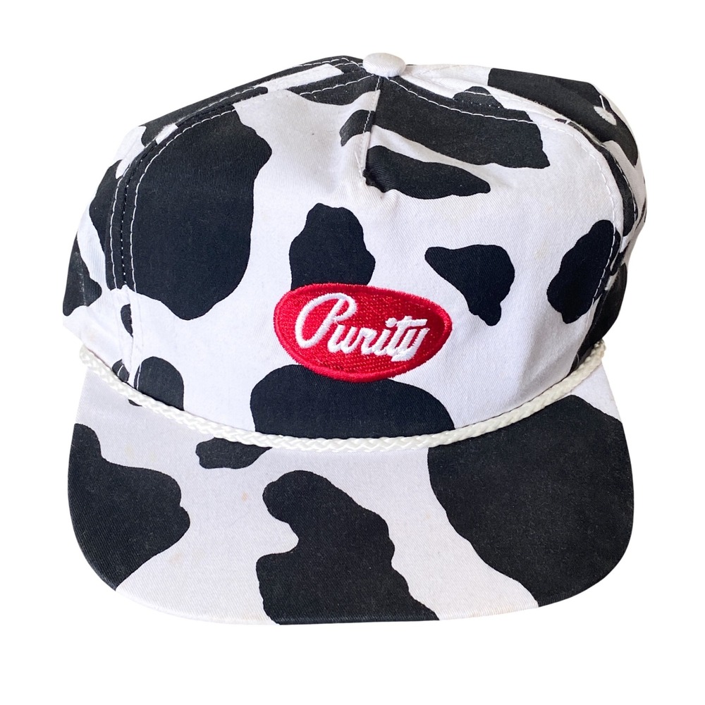 Vintage Purity Cow Print Snapback Hat Unisex Western Retro Attractive Headwear